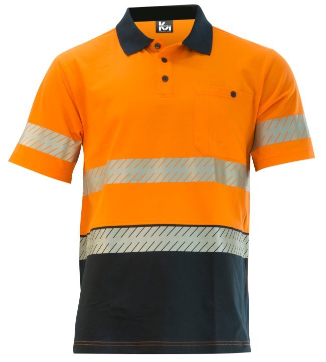 KM Workwear Taped Short Sleeve Two Tone Polo Shirt