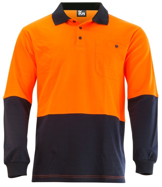 KM Workwear Long Sleeve Two Tone Polo Shirt