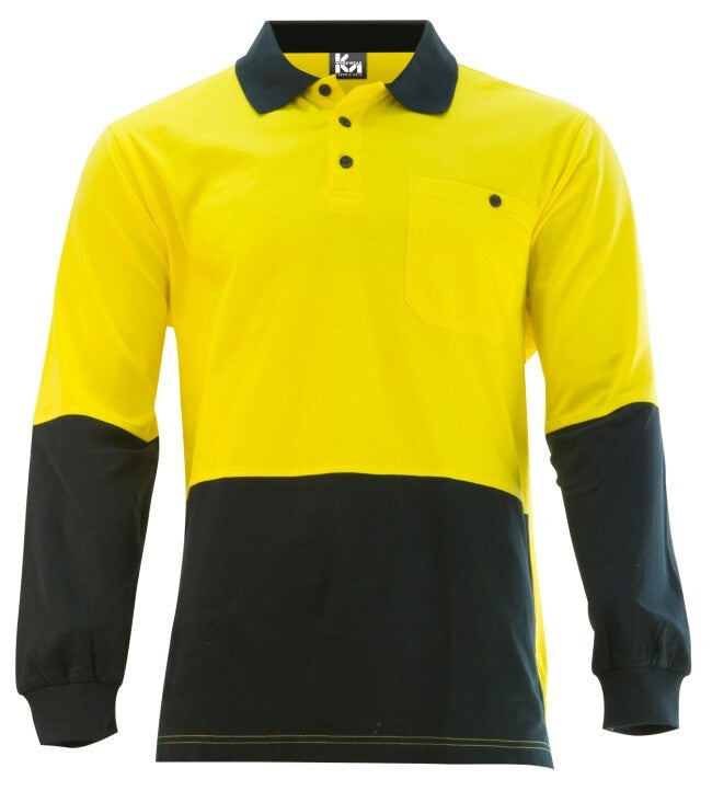 KM Workwear Long Sleeve Two Tone Polo Shirt