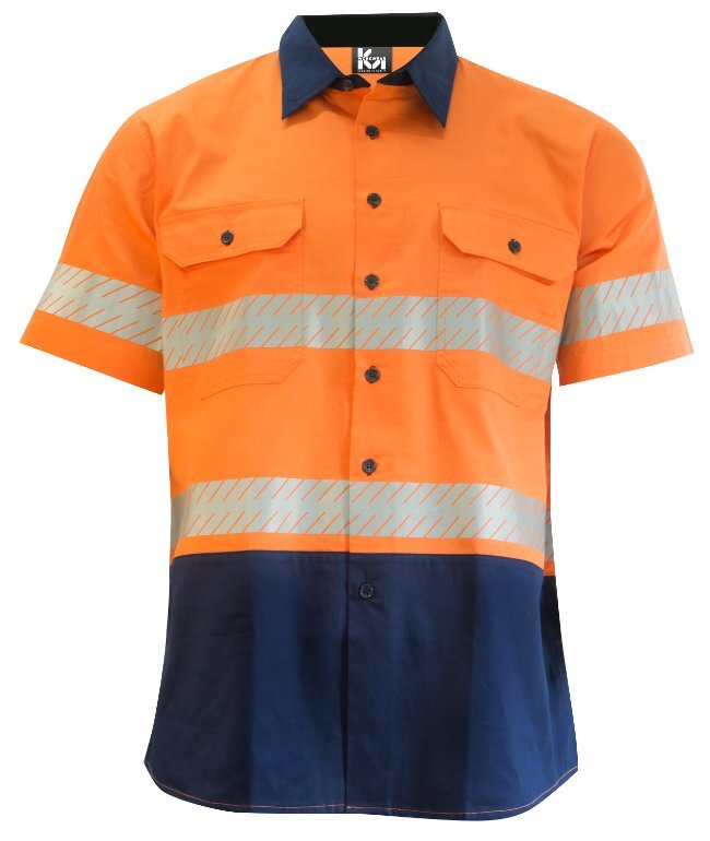 KM Workwear Taped Short Sleeve Two Tone Drill Shirt