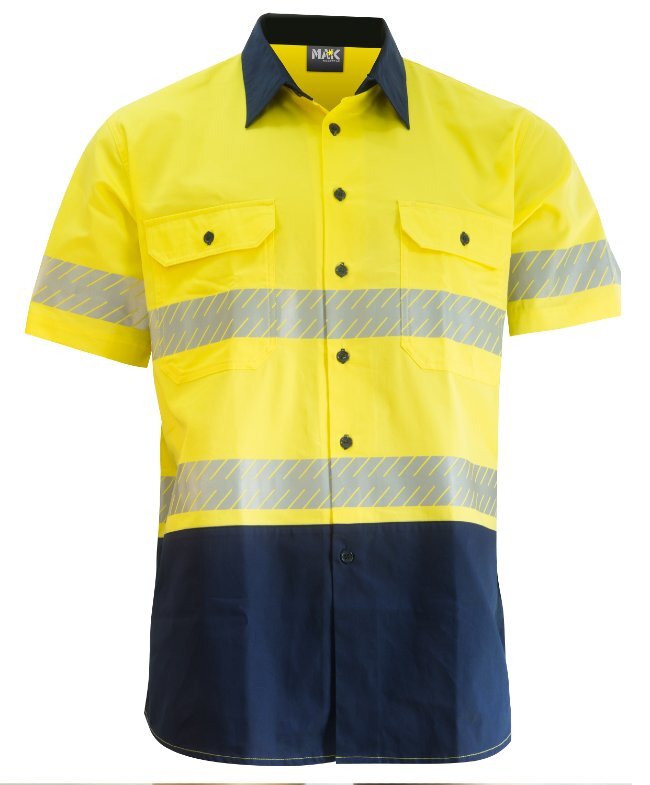 KM Workwear Taped Short Sleeve Two Tone Drill Shirt