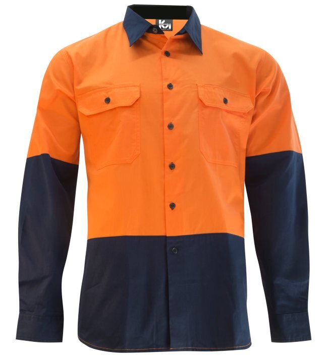 KM Workwear Heavy Weight Long Sleeve Two Tone Drill Shirt
