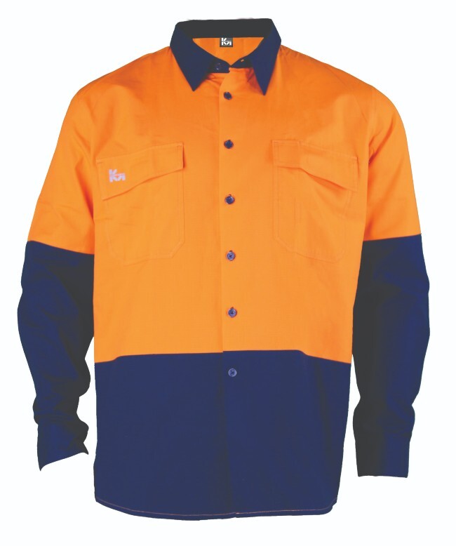 KM Workwear Long Sleeve Two Tone Ripstop Shirt with Back Vents