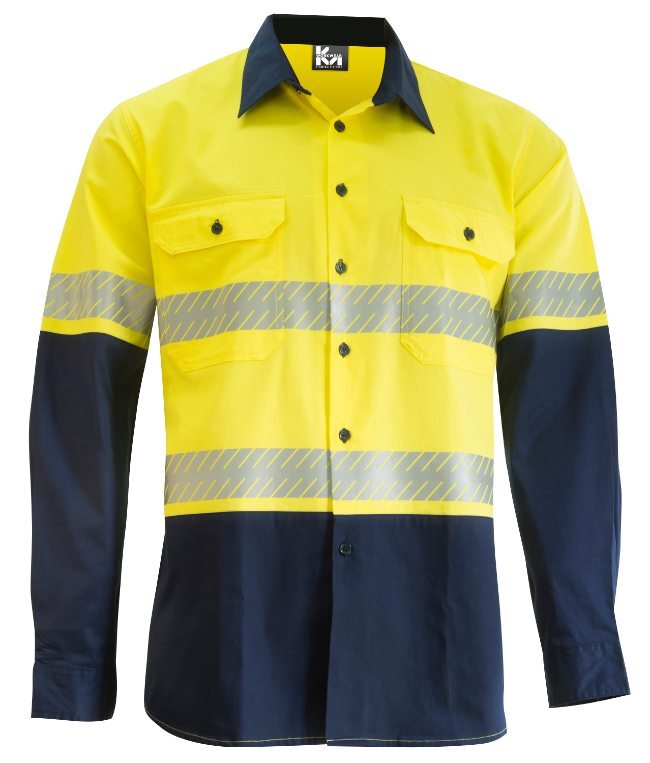 KM Workwear Vented Taped Long Sleeve Two Tone Drill Shirt