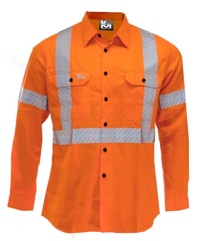 KM Workwear Taped Cross Back Long Sleeve Two Tone Drill Shirt