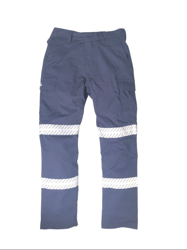 KM Workwear Double Hooped Taped Cotton Drill Cargo Pants Navy