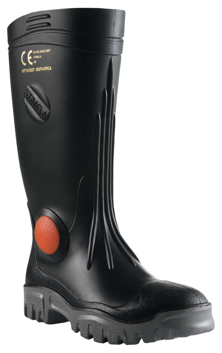 Stimela 'Superintendant' Black Gumboot with Safety Toe & Midsole