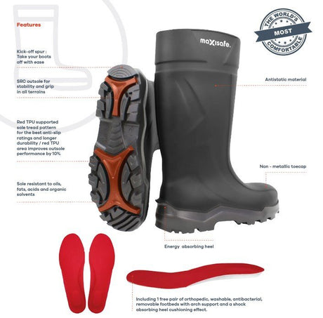 XtremeGrip Black Polyurethane Gumboots