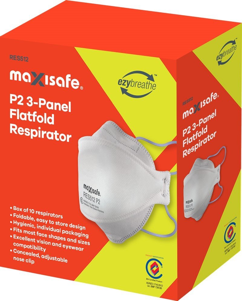 Maxisafe P2 3-Panel Flat Fold Respirator (Box of 20)