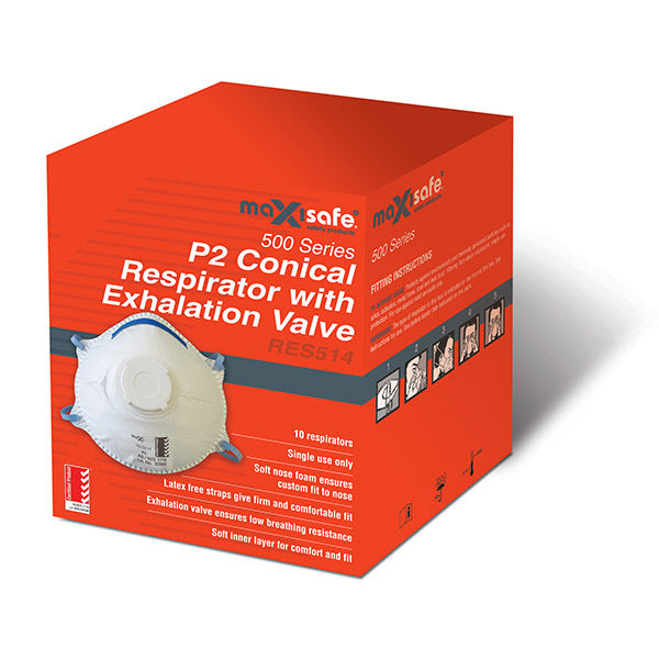 P2 Conical Respirator with Valve Box 10