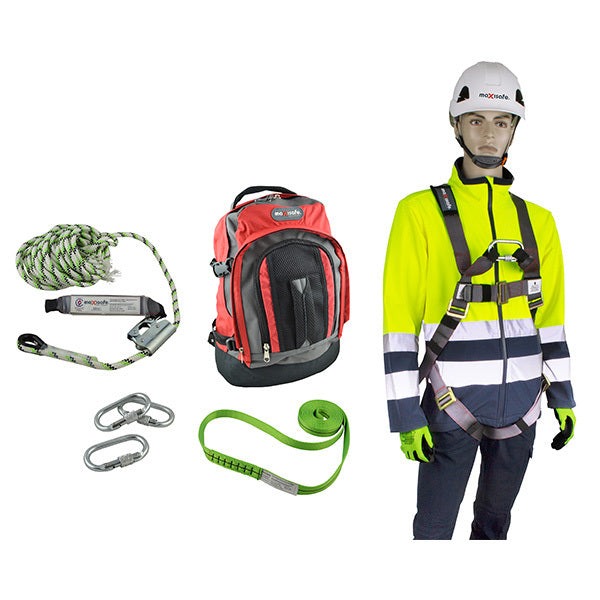 Premium Roofers Kit with full body harness 15m rope line Twist Lock karabiner & 2.0m sling 140kg rating