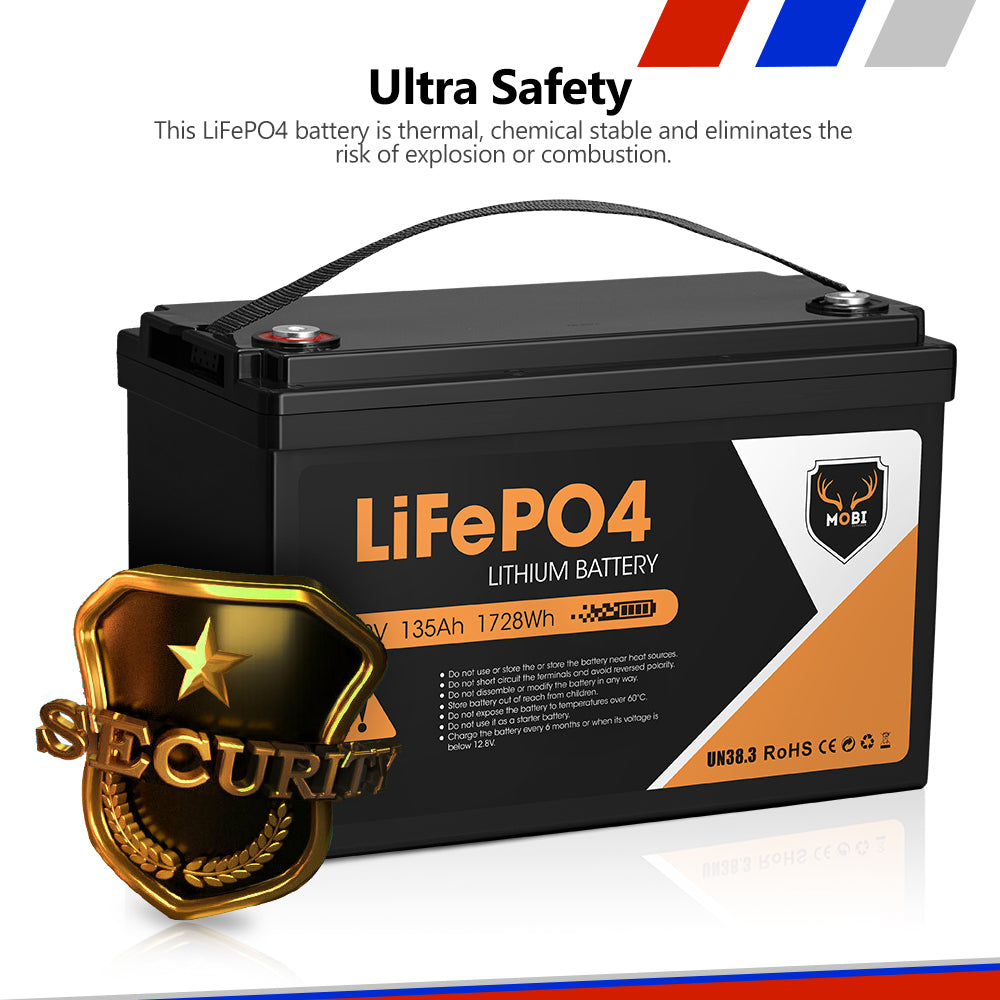 Mobi 135ah Lithium Battery 12v LifePO4 Deep Cycle Camping Solar Fridge