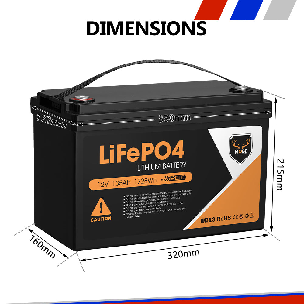 Mobi 135ah Lithium Battery 12v LifePO4 Deep Cycle Camping Solar Fridge