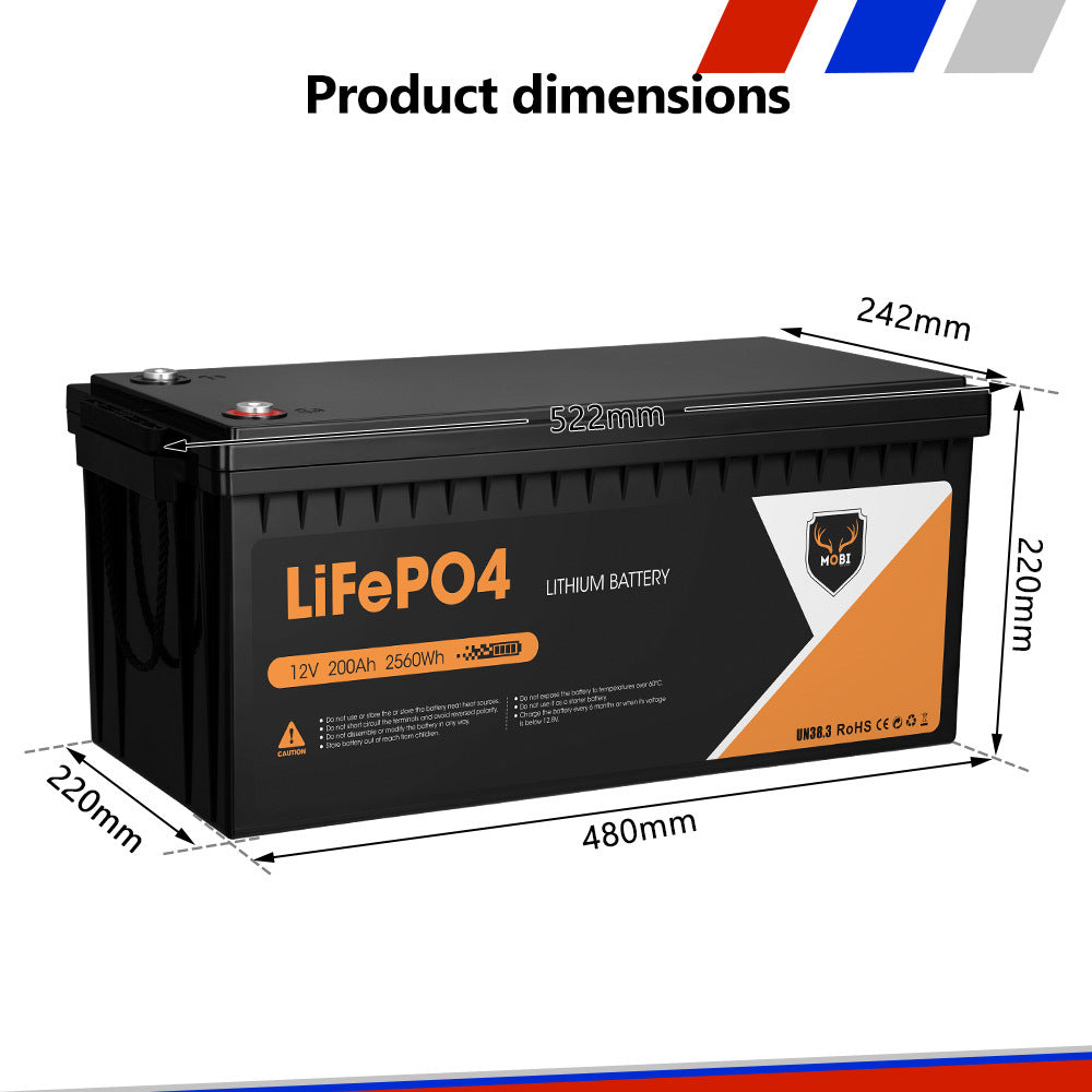Mobi 200ah Lithium Battery 12v LifePO4 Deep Cycle Camping Solar Fridge