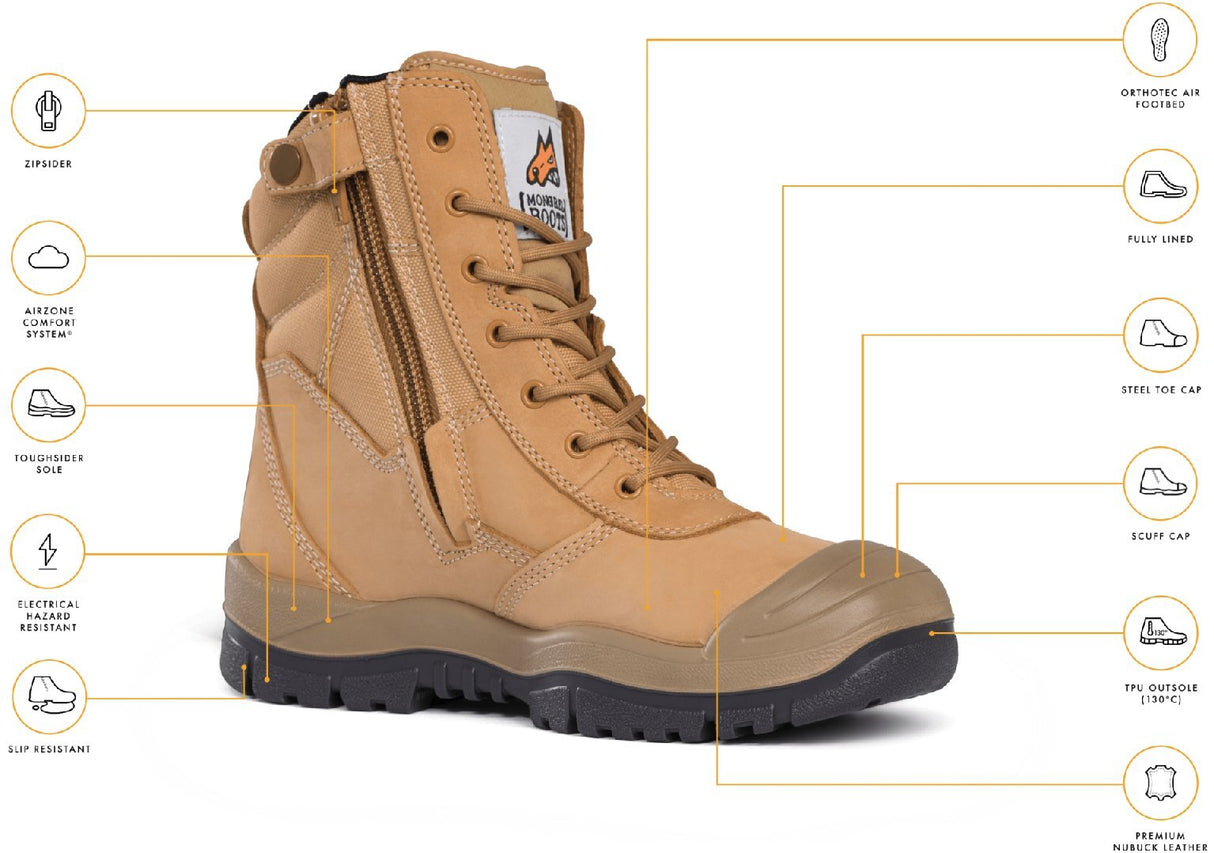 Mongrel Boots High Leg Zipsider Boot W/ Scuff Cap