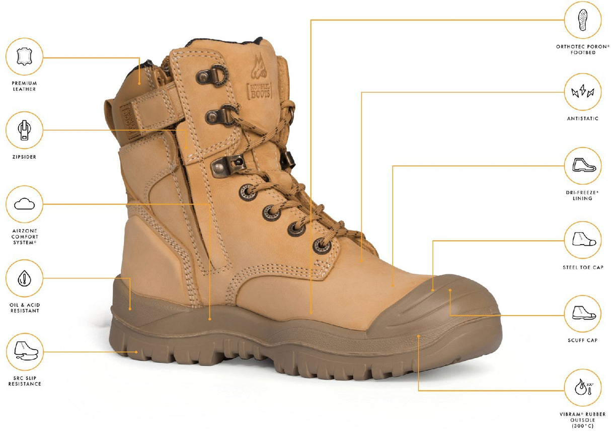 Mongrel Boots High Leg Zipsider Boot W/ Scuff Cap