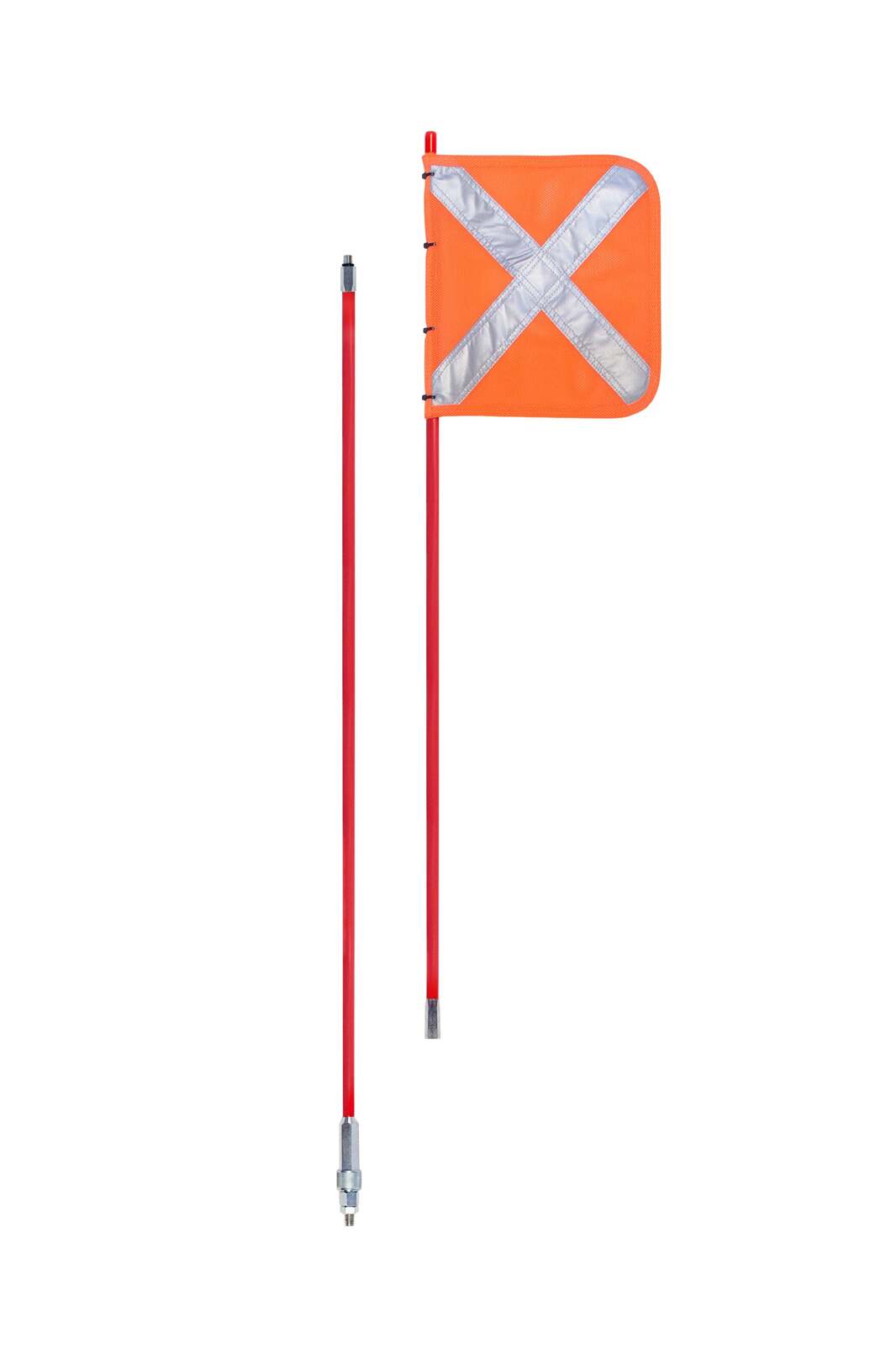 4WD Vehicle 2 Piece Minewhip c/w Reflective Crossed Orange Mesh Flag & Snap On Base