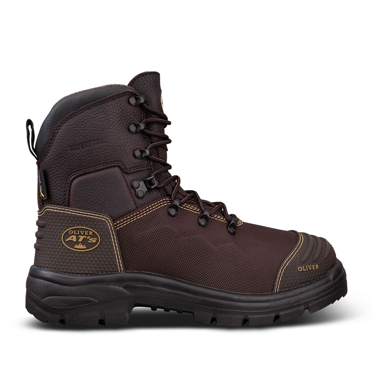 Oliver AT 65 Series 150mm Brown Lace-up Boot – Caustic and 100% Waterproof