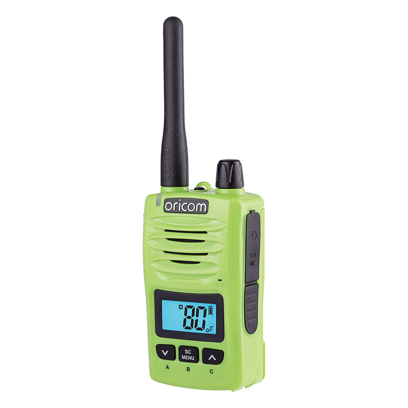 Oricom 5 Watt IP67 Waterproof Handheld UHF CB Radio Trade Twin Pack LIME