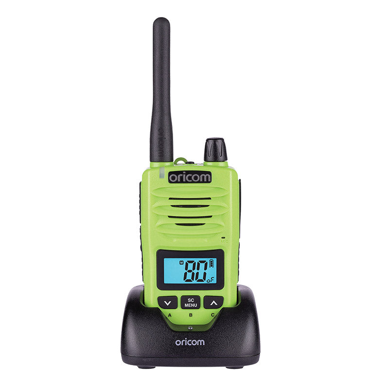 Oricom 5 Watt IP67 Waterproof Handheld UHF CB Radio Trade Twin Pack LIME