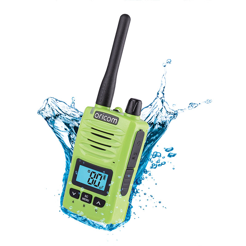 Oricom 5 Watt IP67 Waterproof Handheld UHF CB Radio Trade Twin Pack LIME
