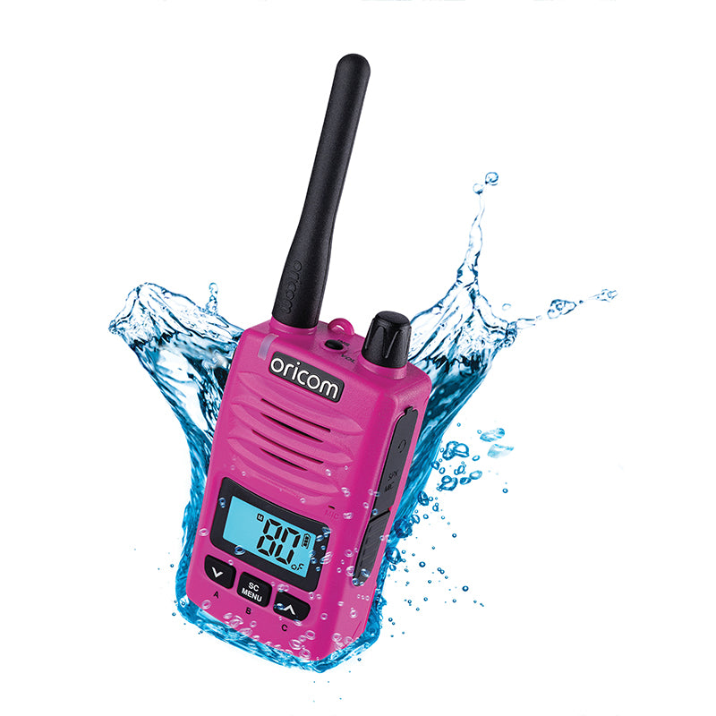 Oricom 5 Watt IP67 Waterproof Handheld UHF CB Radio Trade Twin Pack PINK