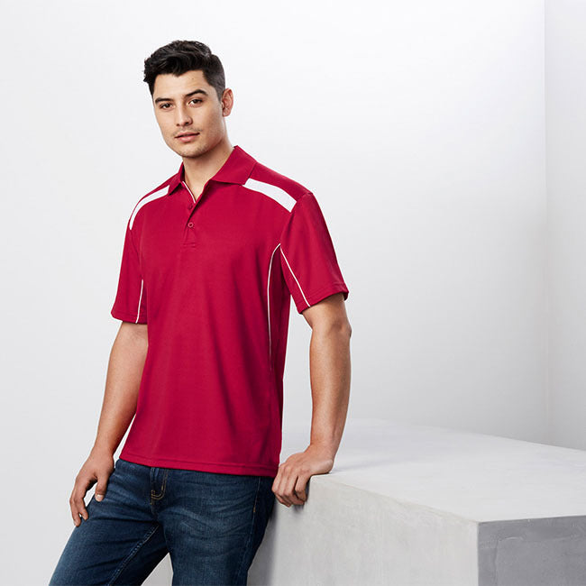 Biz Collection Mens United Short Sleeve Polo White/Navy