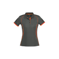 Biz Collection Ladies Razor Polo Grey/Fluoro Lime