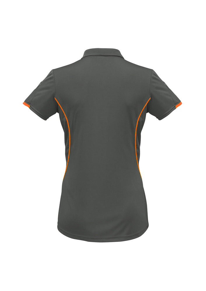 Biz Collection Ladies Razor Polo Grey/Fluoro Orange