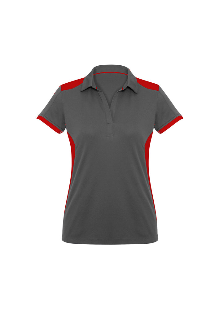 Biz Collection Ladies Rival Polo Cerise/Grey