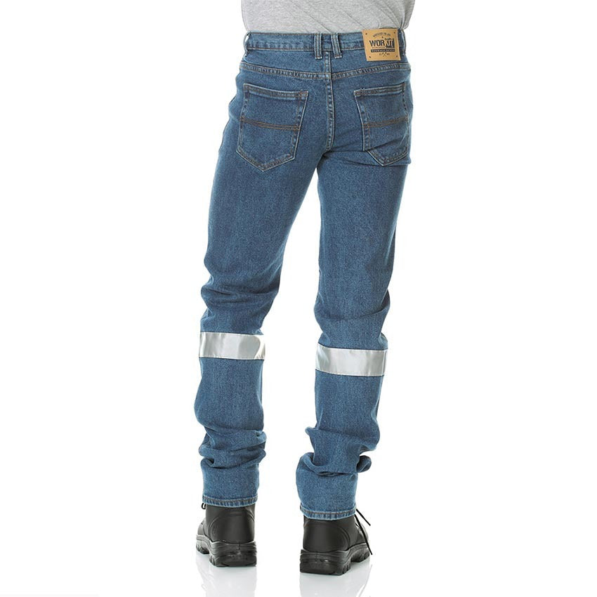 WORKIT Classic Fit Stonewash Rigid Taped Denim Jeans
