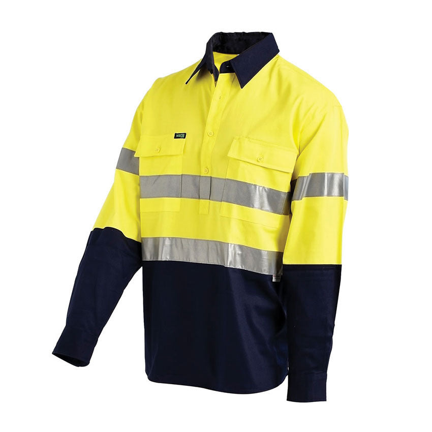 WORKIT Hi-Vis 2 Tone Closed Front Regular Weight Taped Shirt