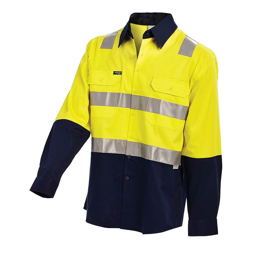 WORKIT Hi-Vis Lightweight Long Sleeve Broken Brace Taped Shirt