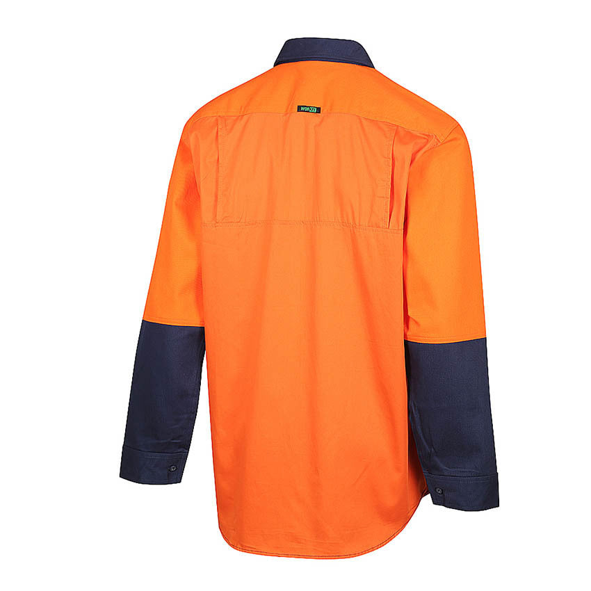 WORKIT Hi-Vis 2 Tone Closed Front Dual Weight Welders Shirt