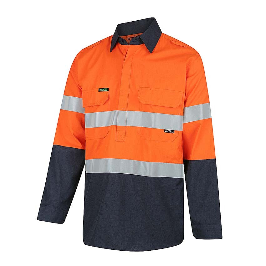 WORKIT Fire Resistant PPE1 FR Inherent Closed Front NENS09 155gsm Lightweight Taped Shirt