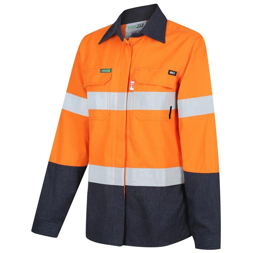 WORKIT Fire Resistant RIPSTOP Womens FR Inherent 215gsm Taped Shirt