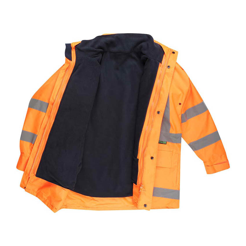 WORKIT Hi-Vis 2 Tone 5 in 1 Waterproof Biomotion X-Back Rail Taped Jacket