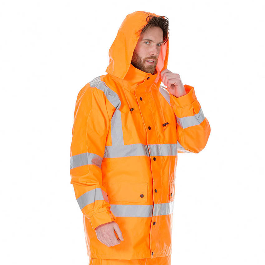 WORKIT Hi-Vis 2 Tone Waterproof X-Back Rail Taped Rain Jacket