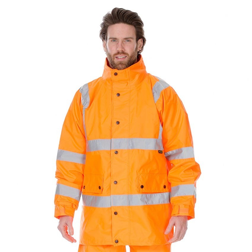 WORKIT Hi-Vis 2 Tone Waterproof X-Back Rail Taped Rain Jacket