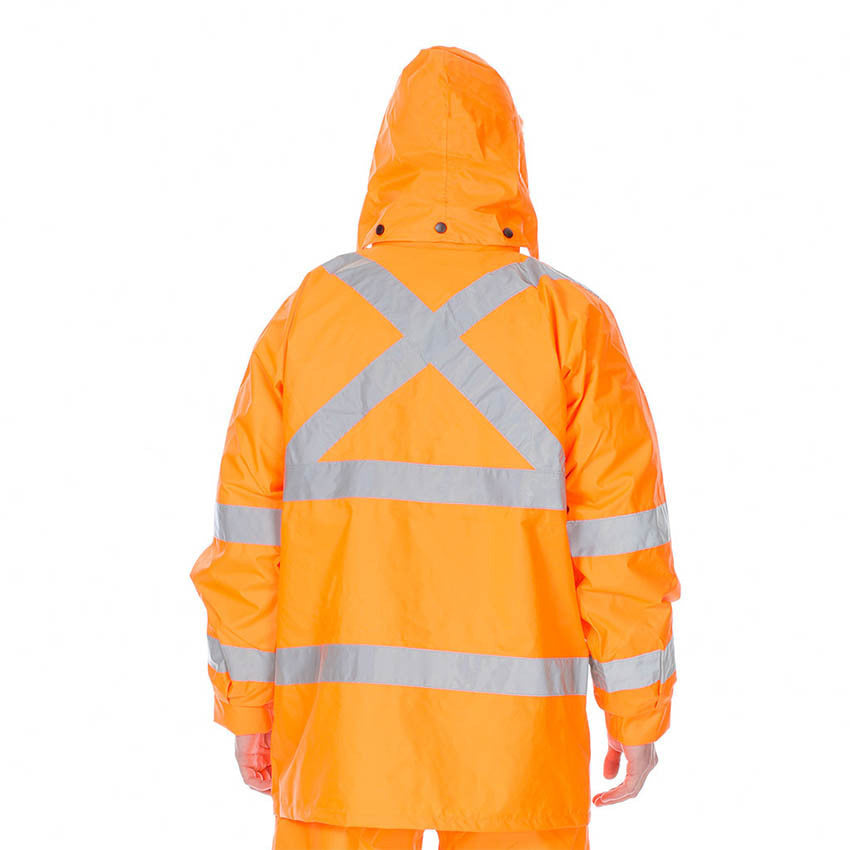 WORKIT Hi-Vis 2 Tone Waterproof X-Back Rail Taped Rain Jacket