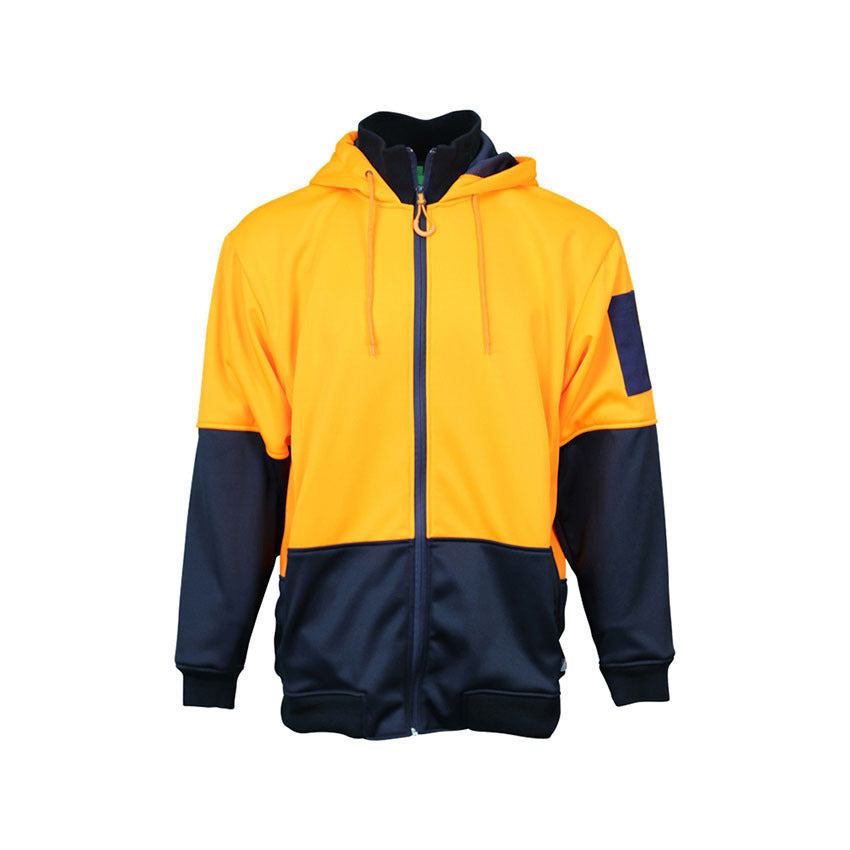 WORKIT Hi-Vis 2 Tone Full Zip Tech Fleece Hoodie