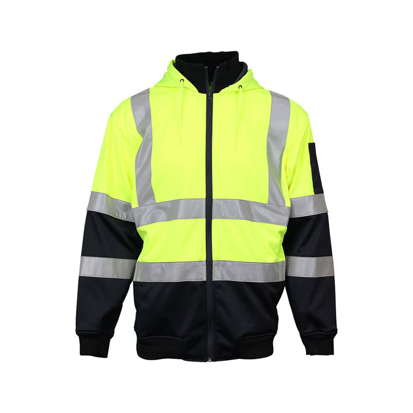 WORKIT Hi-Vis 2 Tone Full Zip Tech Fleece Taped Hoodie