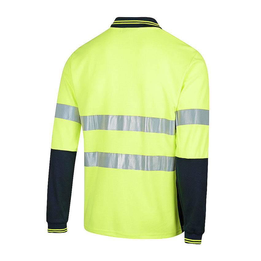 WORKIT Long Sleeve Poly Cotton Taped Polo Shirt - Two Tone