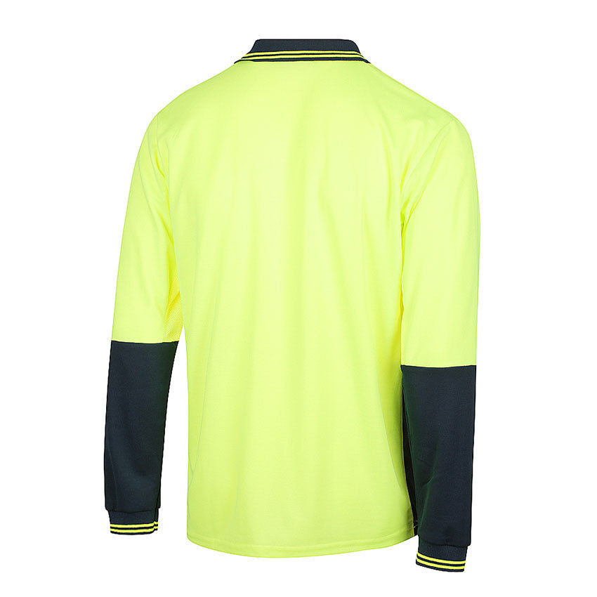 WORKIT Long Sleeve Poly Cotton Polo Shirt - Two Tone