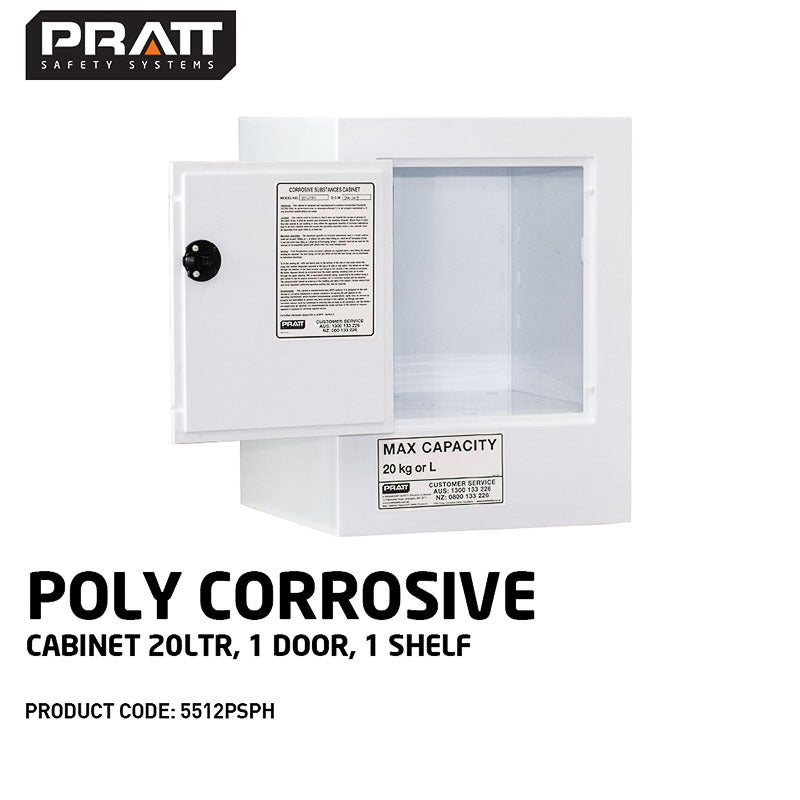 Poly Corrosive Cabinet 20LTR 1 Door 1 Shelf