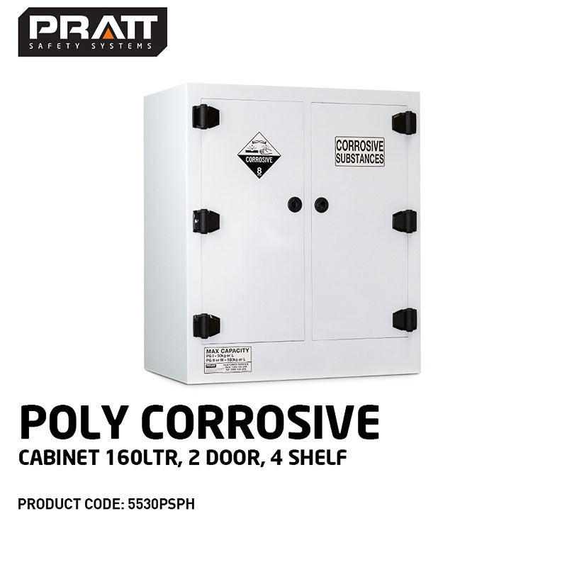 Poly Corrosive Cabinet 160LTR 2 Door 4 Shelf