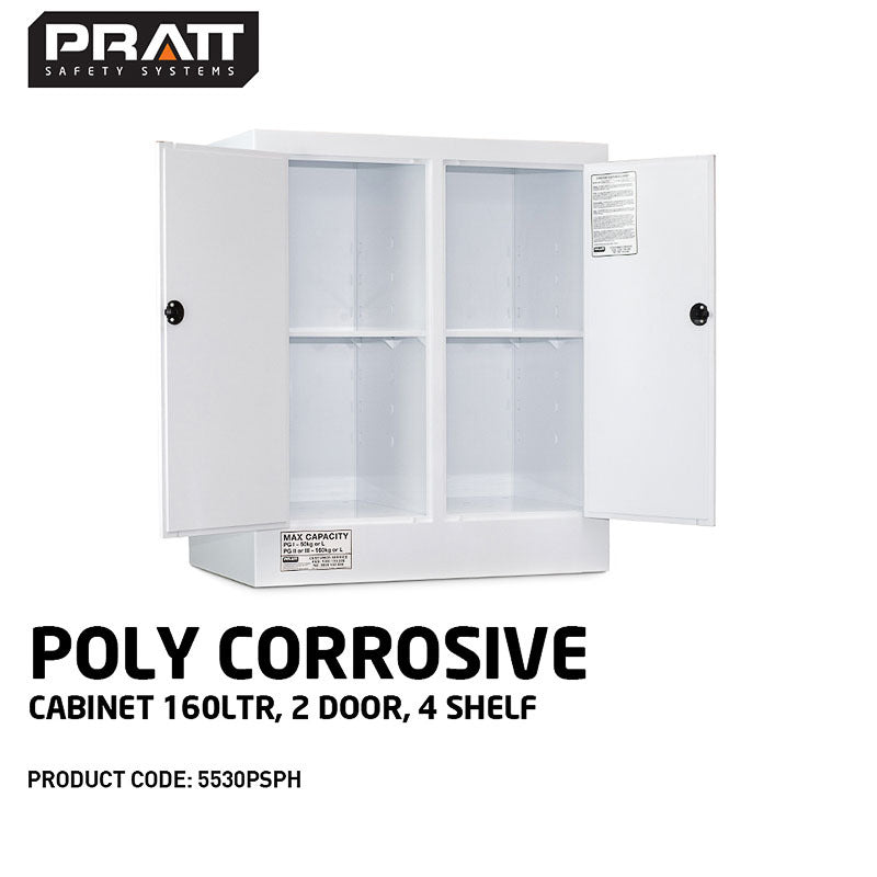 Poly Corrosive Cabinet 160LTR 2 Door 4 Shelf