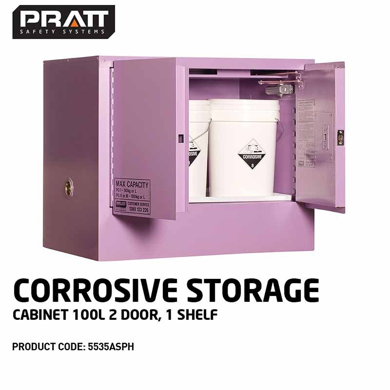 Corrosive Storage Cabinet 100L 2 Door 1 Shelf