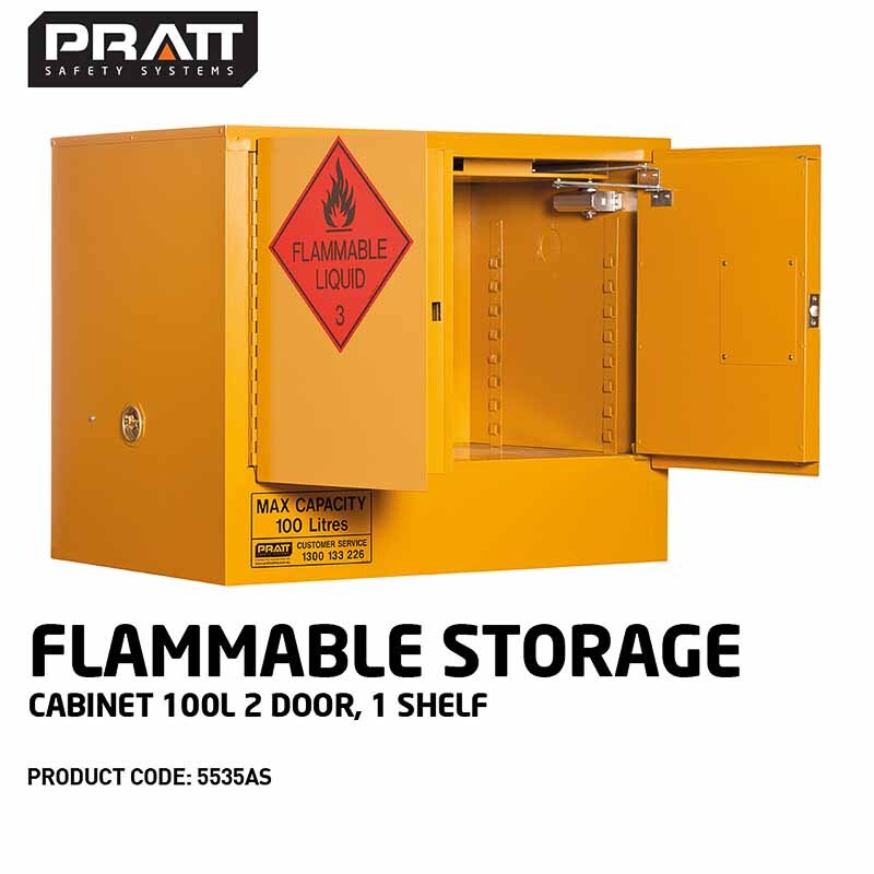 Flammable Storage Cabinet 100L 2 Door 1 Shelf
