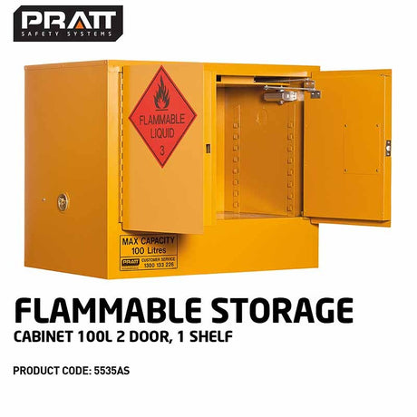 Flammable Storage Cabinet 100L 2 Door 1 Shelf